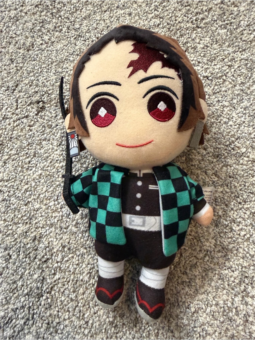 Demon Dlayer Tanjiro Anime Plush Toy - Green Checkered Jacket, Brown Hair